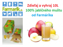 Zdieľaj a vyhraj 10L 100% jablčného muštu od Farmárika