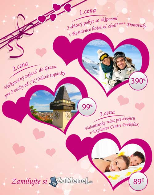 Valentínska súťaž ZaMenej.sk o atraktívne ceny