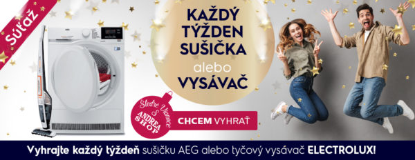 Vyhrajte každý týždeň sušičku AEG alebo tyčový vysávač Electrolux