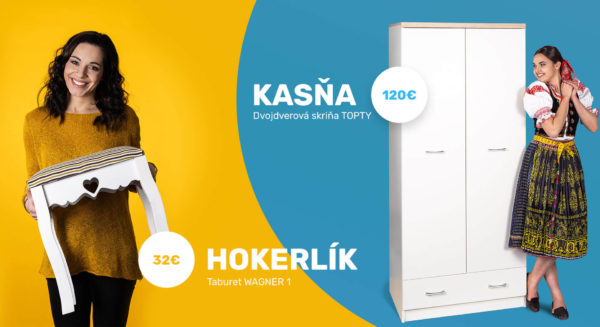 Súťaž o dvojdverovú skriňu TOPTY v hodnote 120€ a taburet WAGNER v hodnote 32€