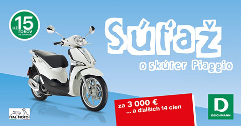 Súťaž o skúter Piaggio Liberty 125 s príslušenstvom za 3 000 €