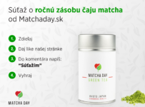 Súťaž o zásobu prvotriedneho zeleného čaju Matcha