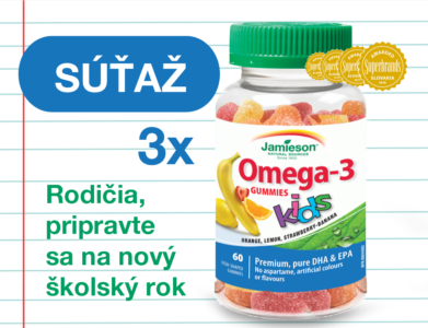 Súťaž o 3 balenia Jamieson Omega-3 Kids Gummies želatínové pastilky pre deti