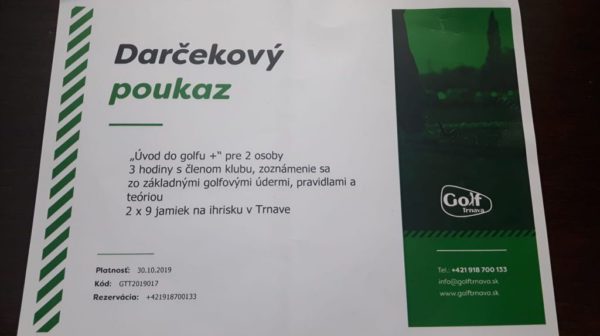 Súťaž o darčekový poukaz 2 x 9 golfových jamiek