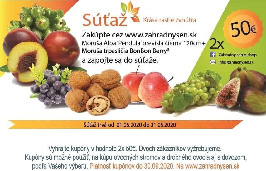 Súťaž o kupóny v hodnote 50€ na nákup ovocných stromov a drobného ovocia