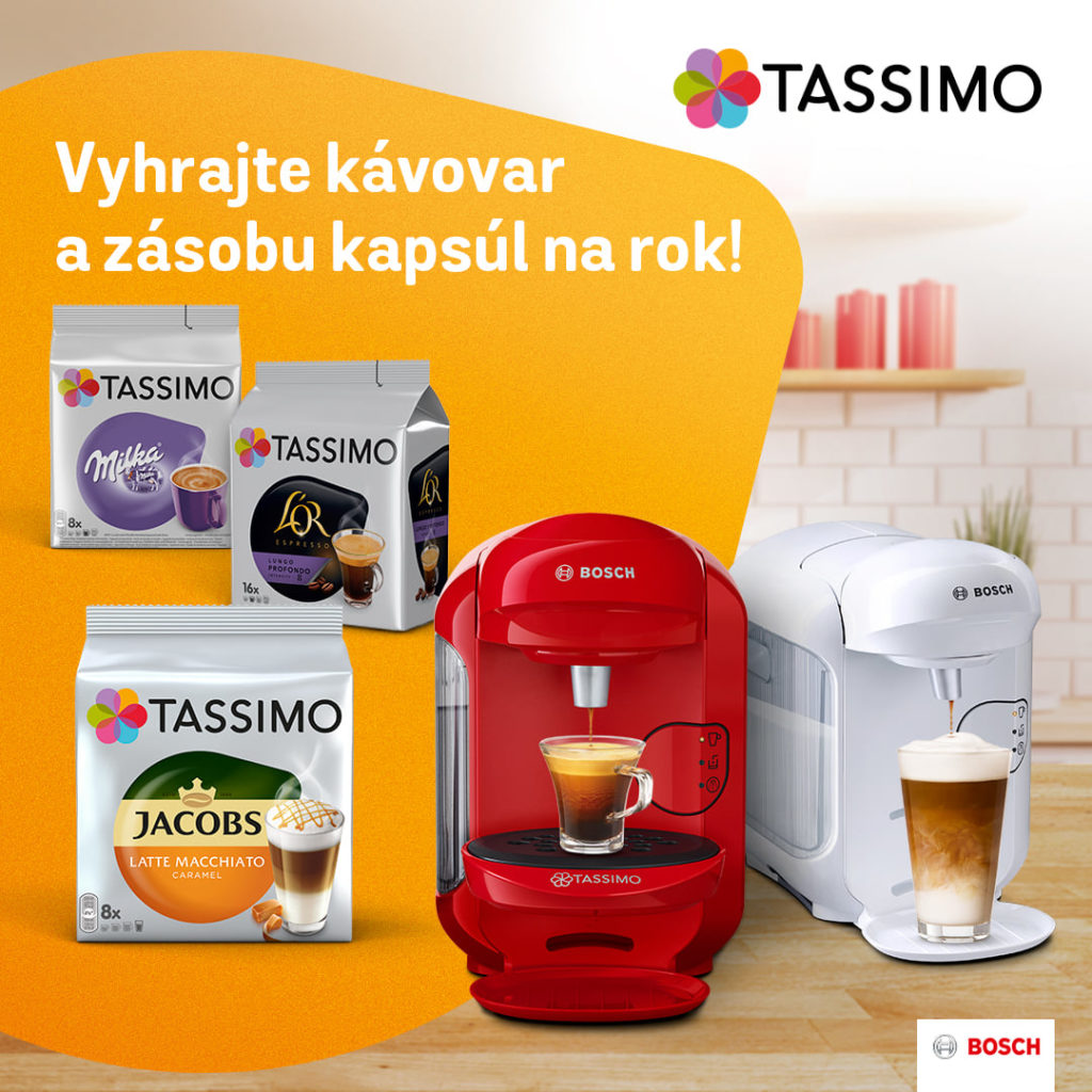 Súťaž o 3 kávovary Tassimo s kapsulami na rok
