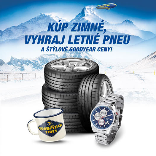 Kup zimné,vyhraj letné pneu a štýlové ceny Goodyear