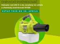Súťaž o chemický postrekovač Ryobi RY18FGA-0 v hodnote 149€