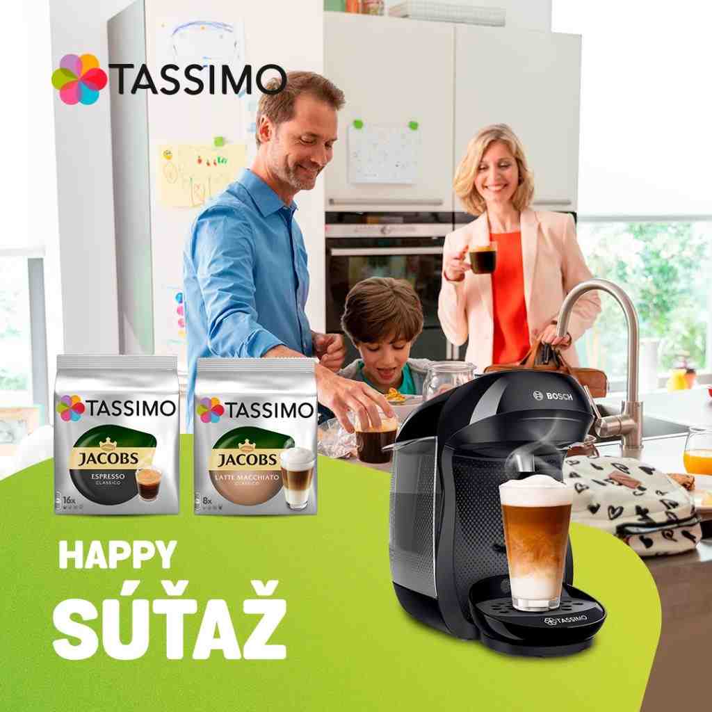 Súťaž o kávovar TASSIMO Happy a dve balenia kapslí