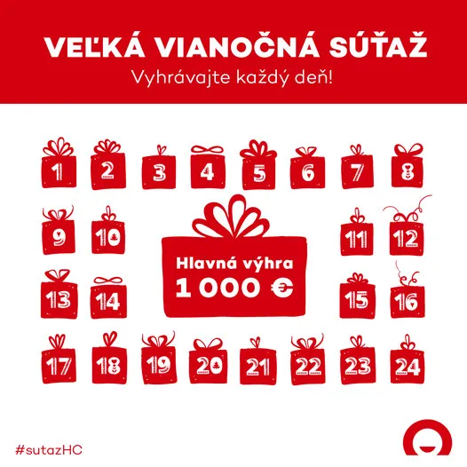 Veľká vianočná súťaž o 24 cien a hlavnú výhru 1 000 €