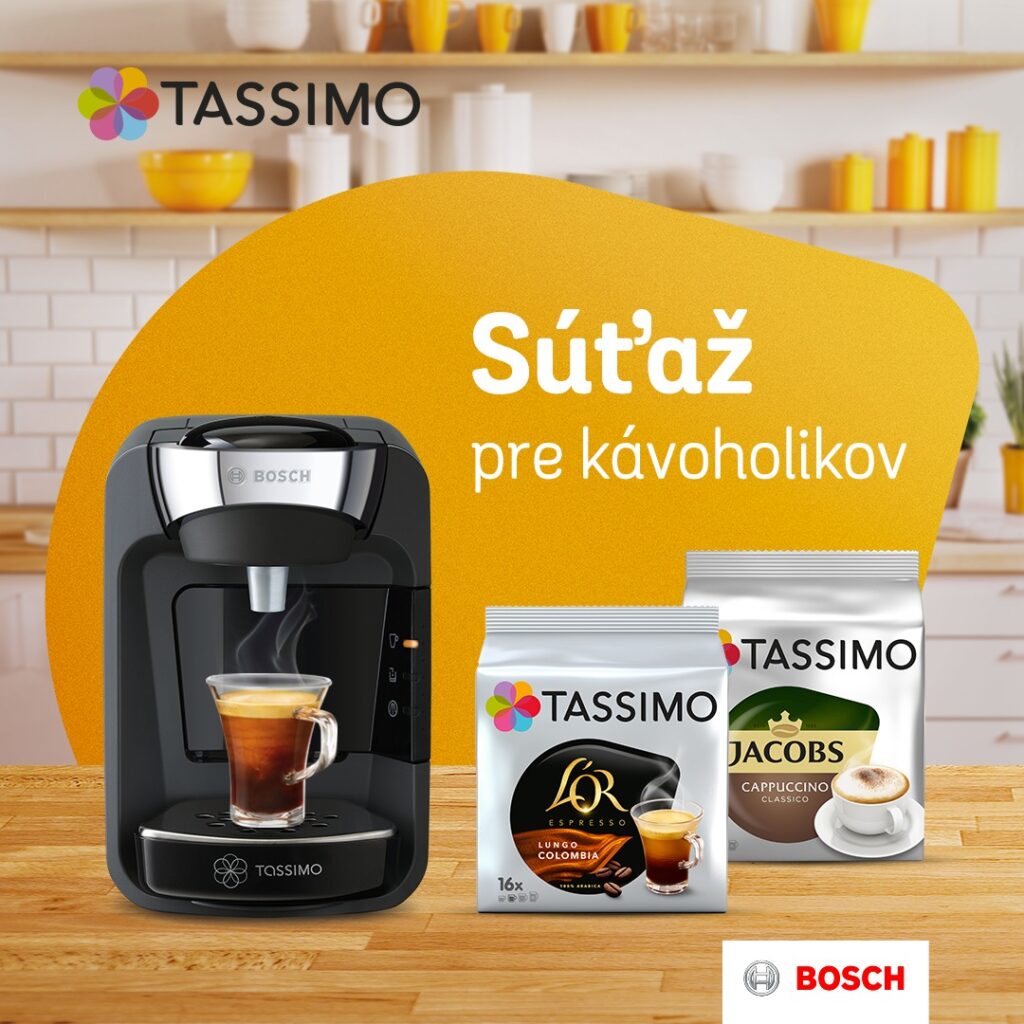 Súťaž o čierny kávovar TASSIMO BOSCH Suny