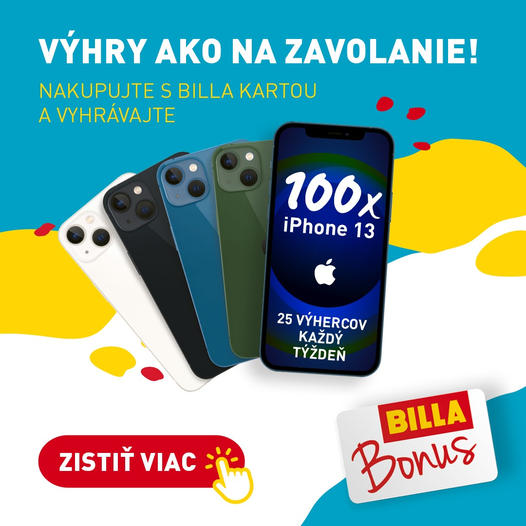 Nakúpte s Billa kartou a hrajte o 100 smartfónov iPhone 13