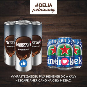 Súťaž o zásobu piva Heineken 0,0 a kávy Nescafé Americano