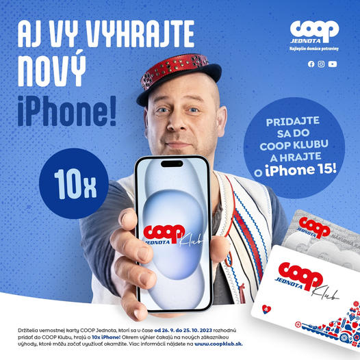 Pridajte sa do COOP Klubu a hrajte o iPhone 15