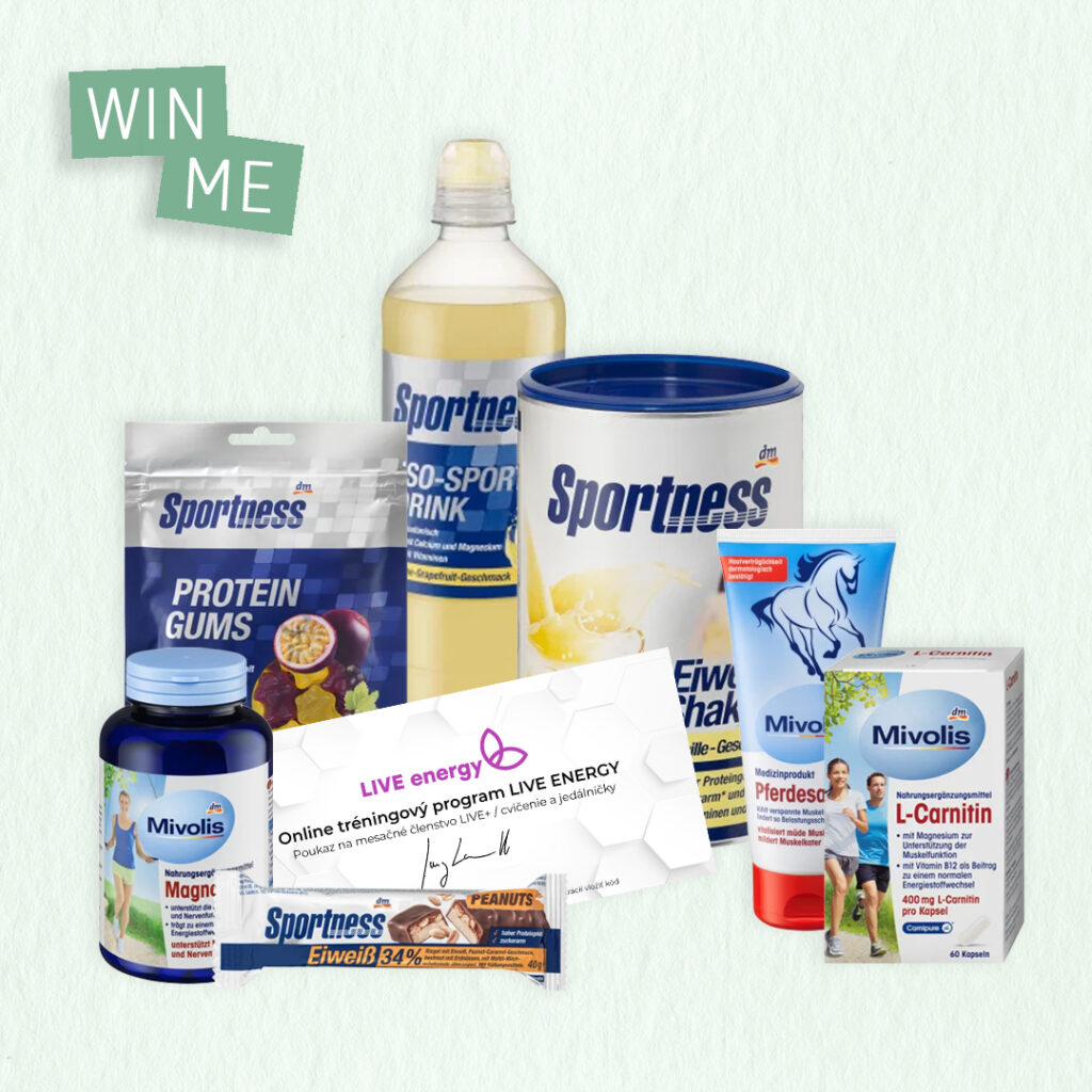 Súťaž 6 balíčkov dm a mesačnú vstupenku do cvičebného programu LIVE energy