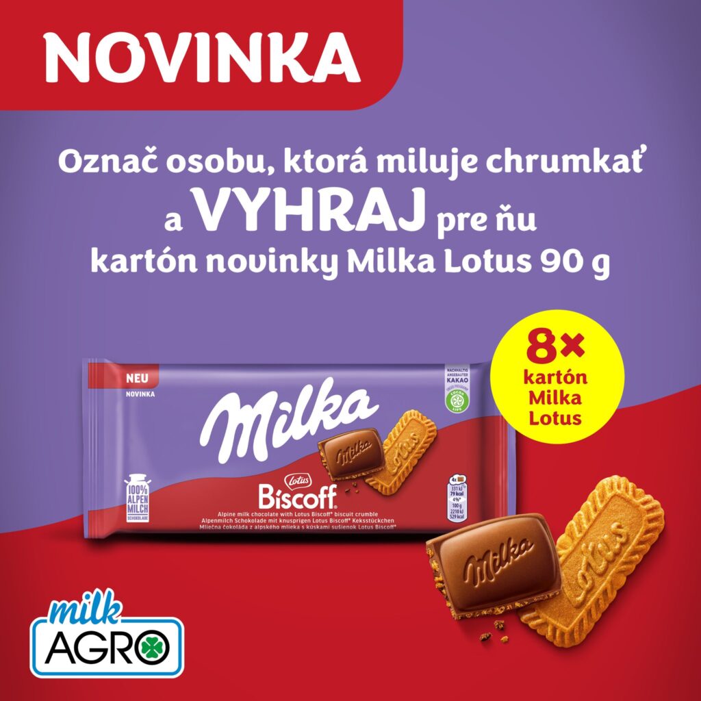 Súťaž o 8 kartónov čokolády Milka Lotus