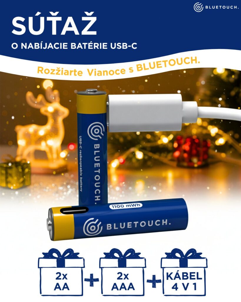 Súťaž o nabíjateľné batérie BLUETOUCH USB-C