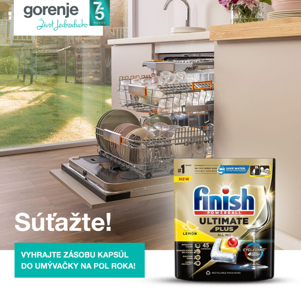 Vyhrajte zásobu kapsúl Finish Ultra Plus do umývačky riadu